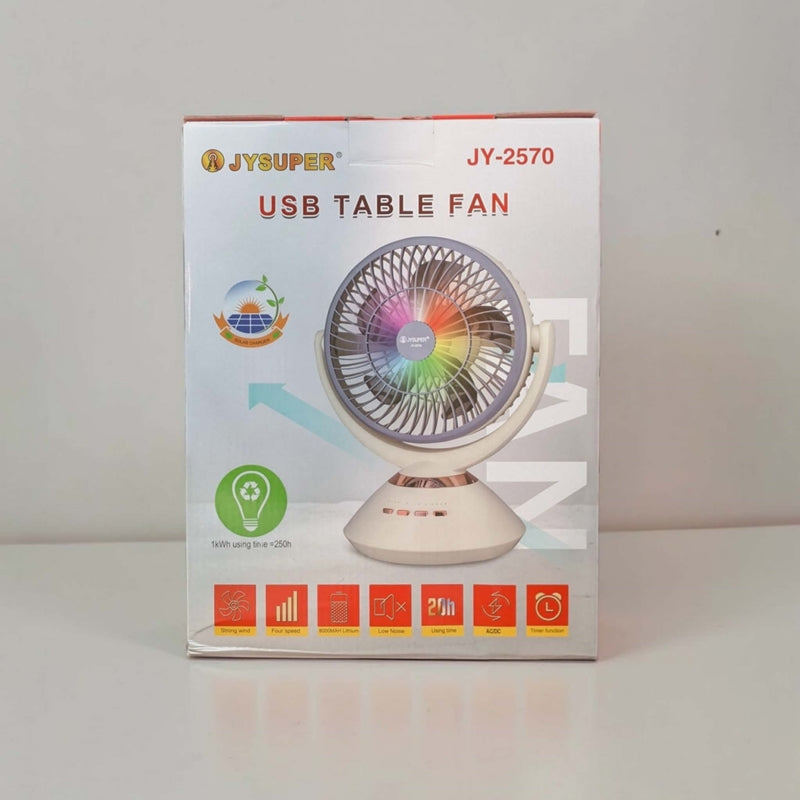 JYSUPER JY-2570 Rechargeable Fan with RGB Light