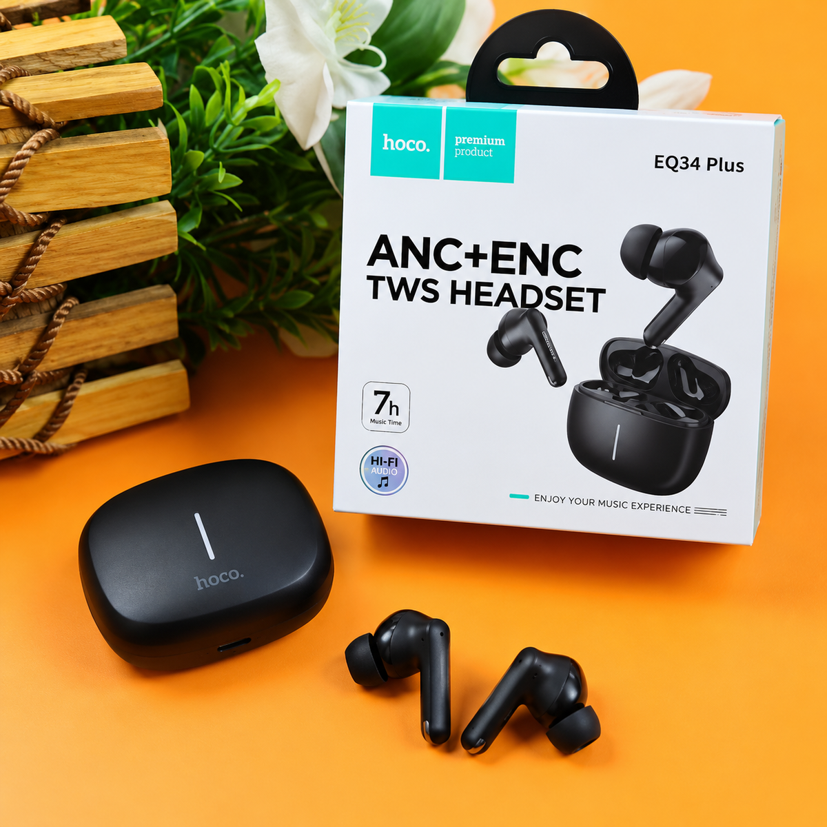 Hoco EQ34 Plus ANC+ENC TWS Earbuds – Bluetooth 5.4 Wireless Earphones with App Control
