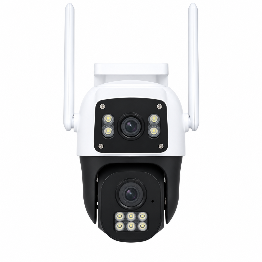 Dual lens outdoor camera clean hero image