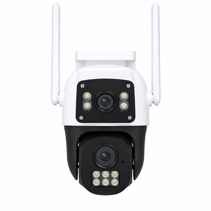 Dual lens outdoor camera clean hero image