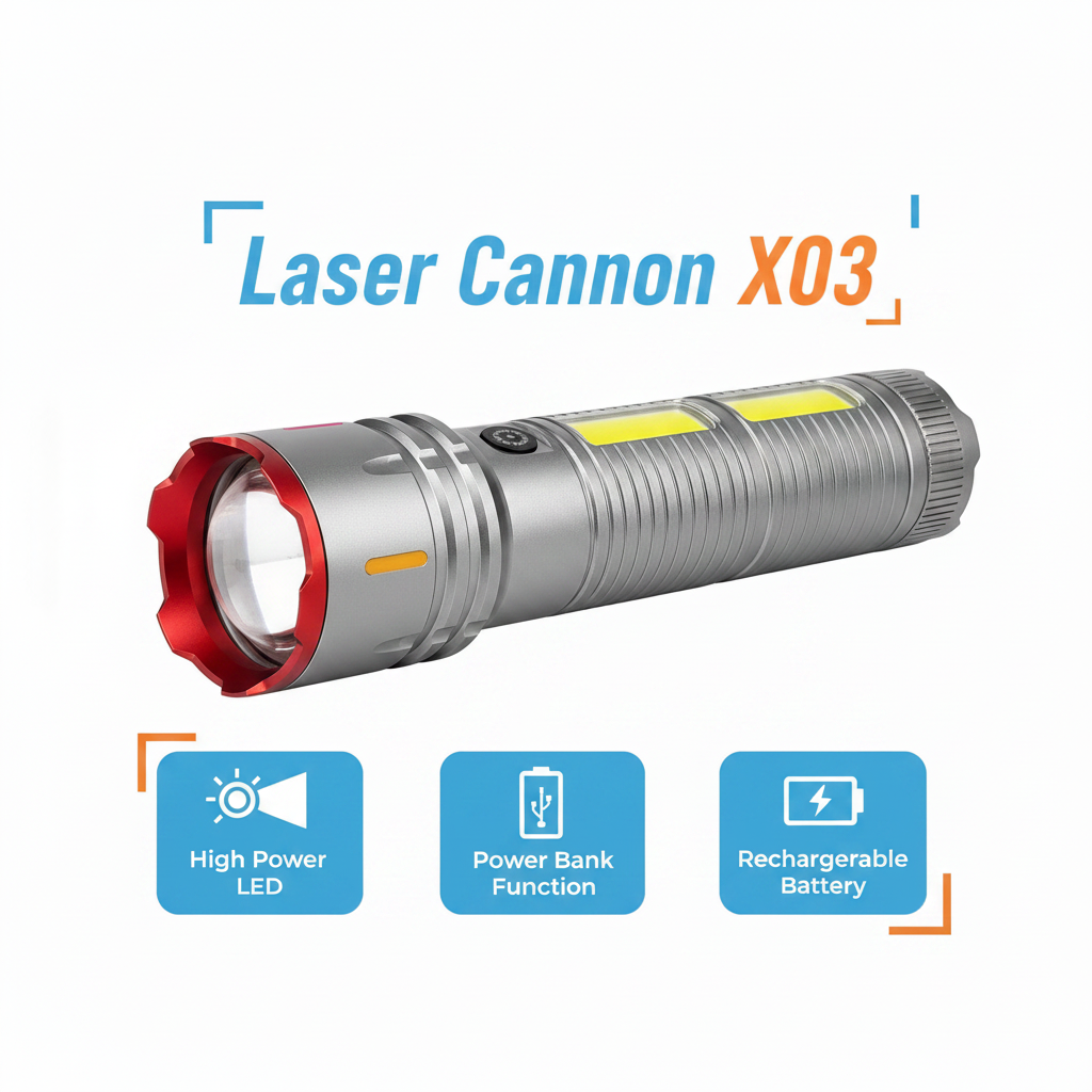 Laser Cannon X03 - Key Features Infographic