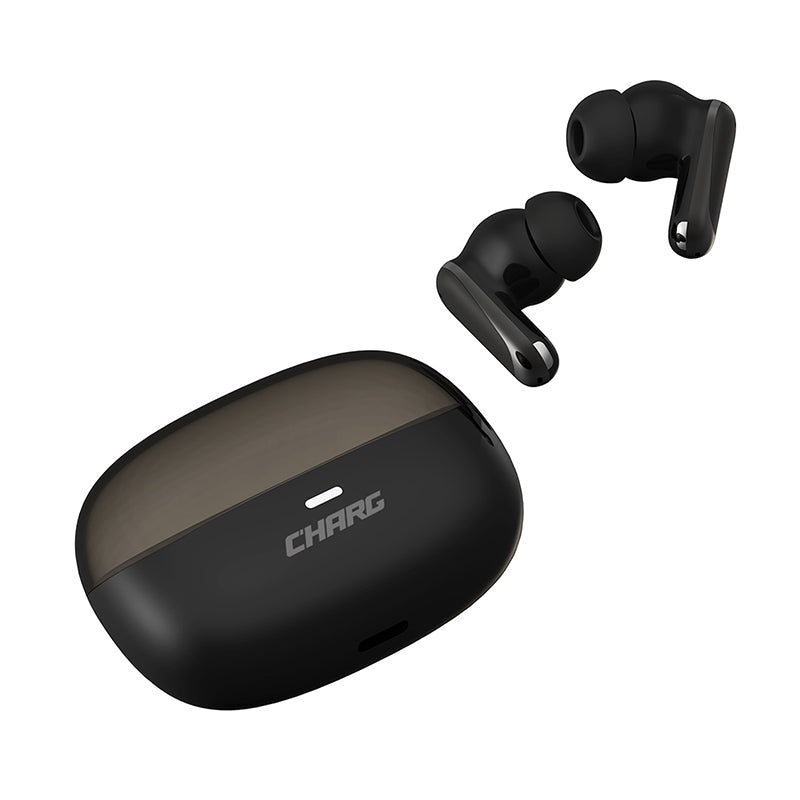CHARG TWS Earbuds with open charging case - front view