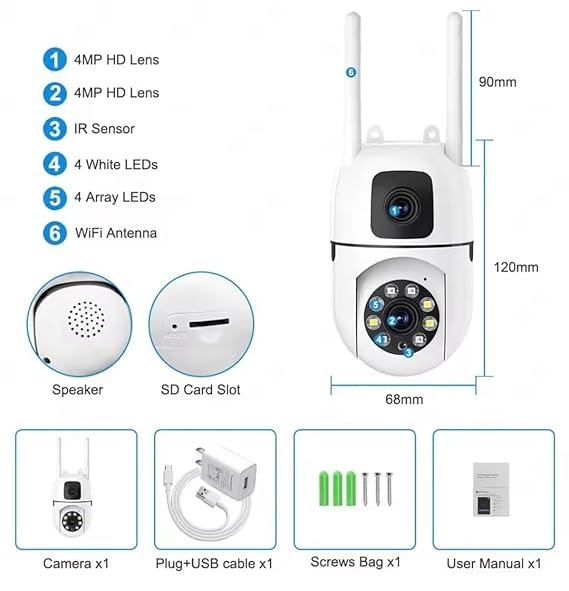 V380 Mini PTZ Dual Lens 4MP WiFi Camera