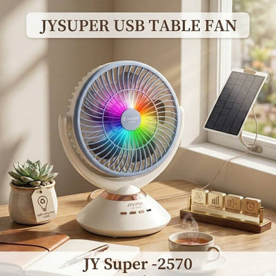 JYSUPER JY-2570 Rechargeable Fan with RGB Light