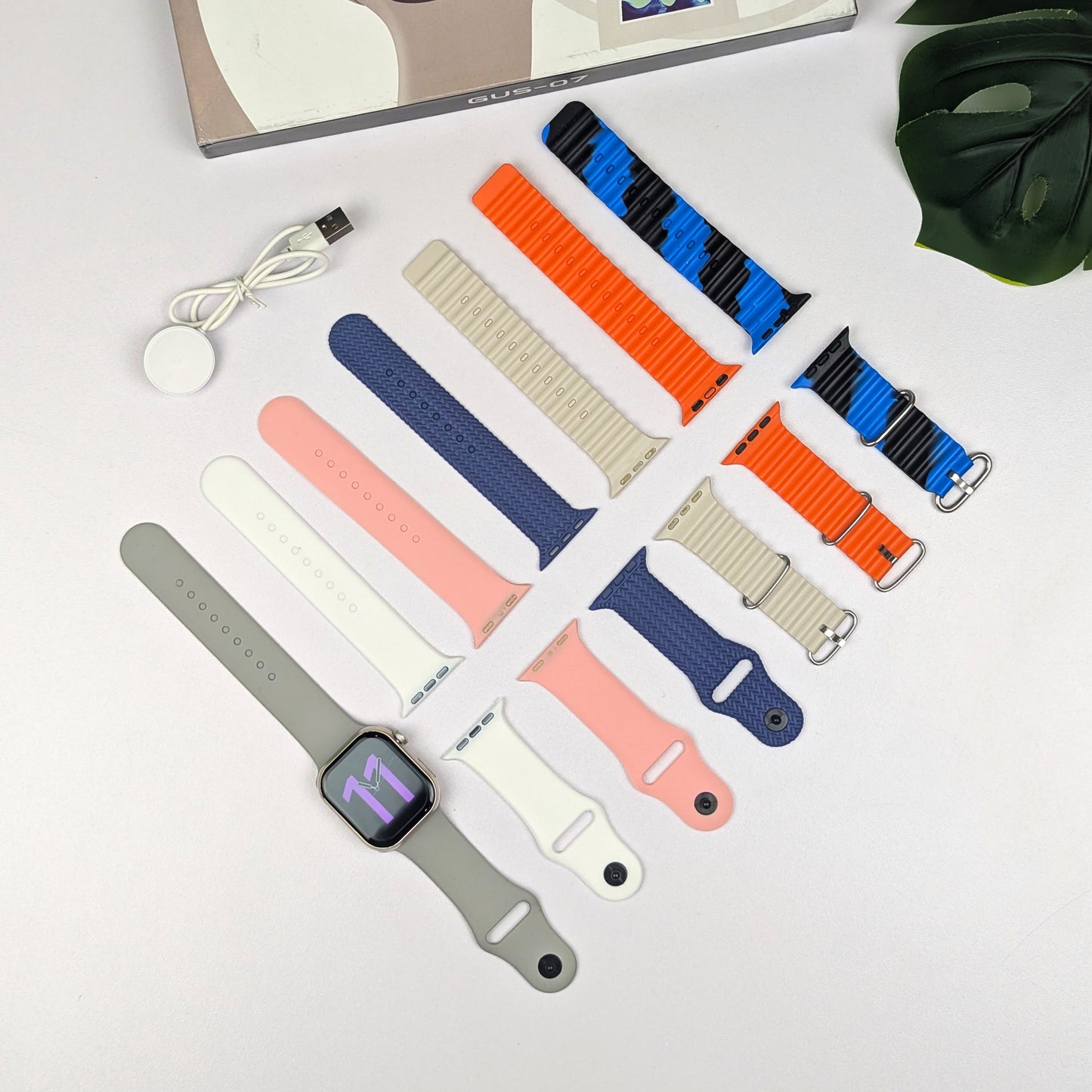 GUS-07 Series 11 AMOLED Smartwatch 7-Strap Combo