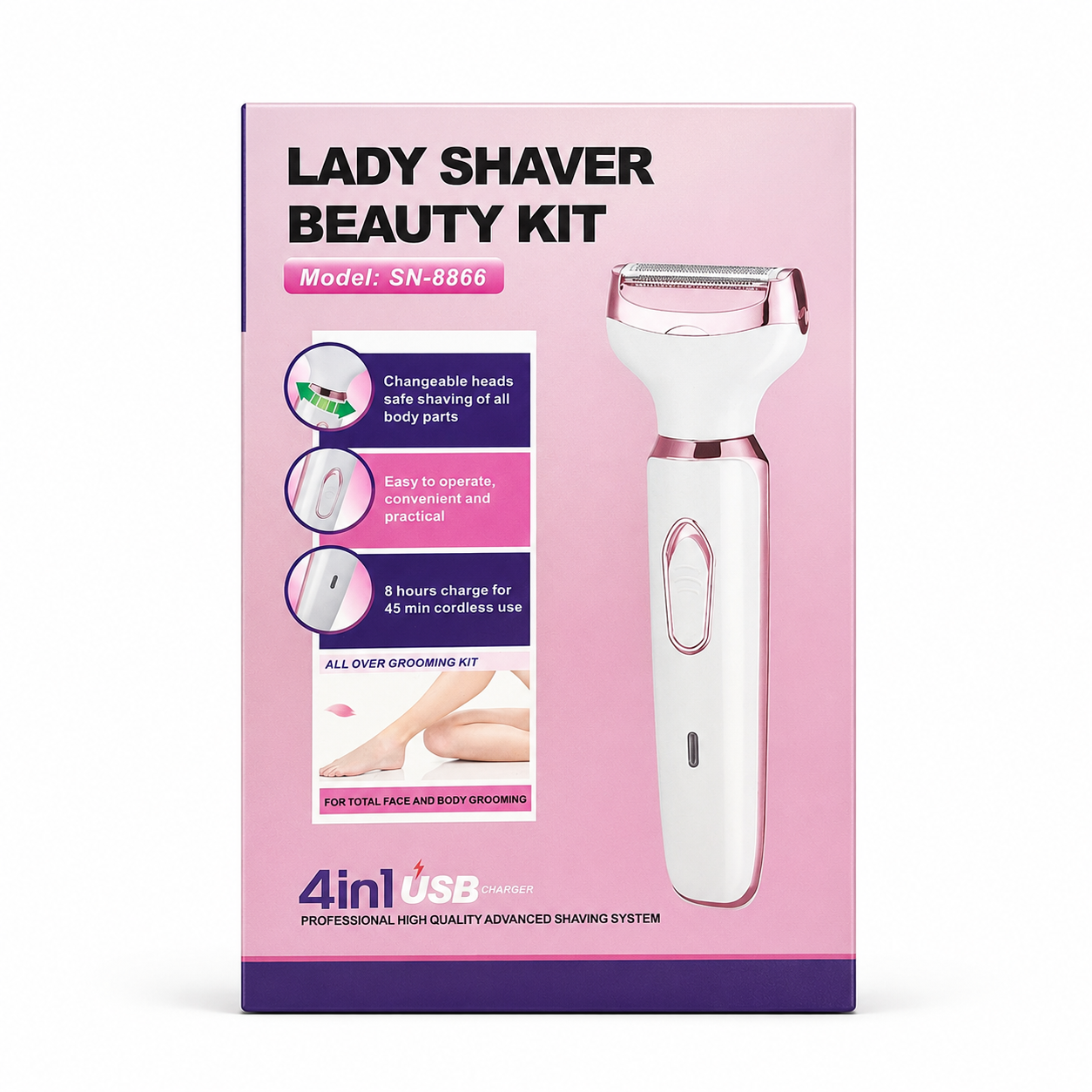 4-in-1 Lady Shaver Beauty Kit Rechargeable