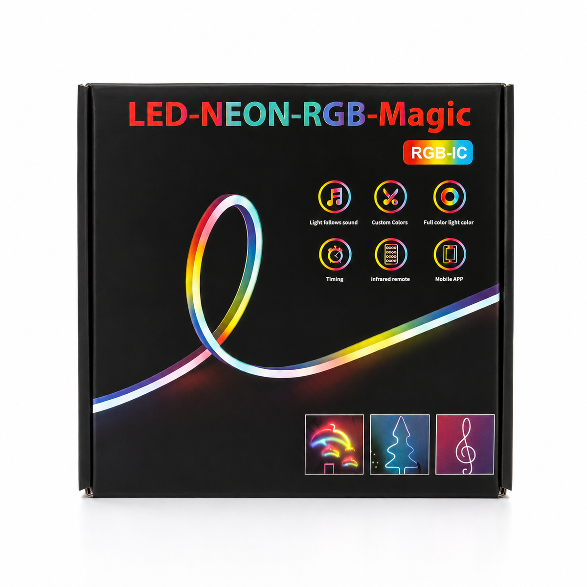 LED Neon RGB Magic - Teal Green Coiled White Background