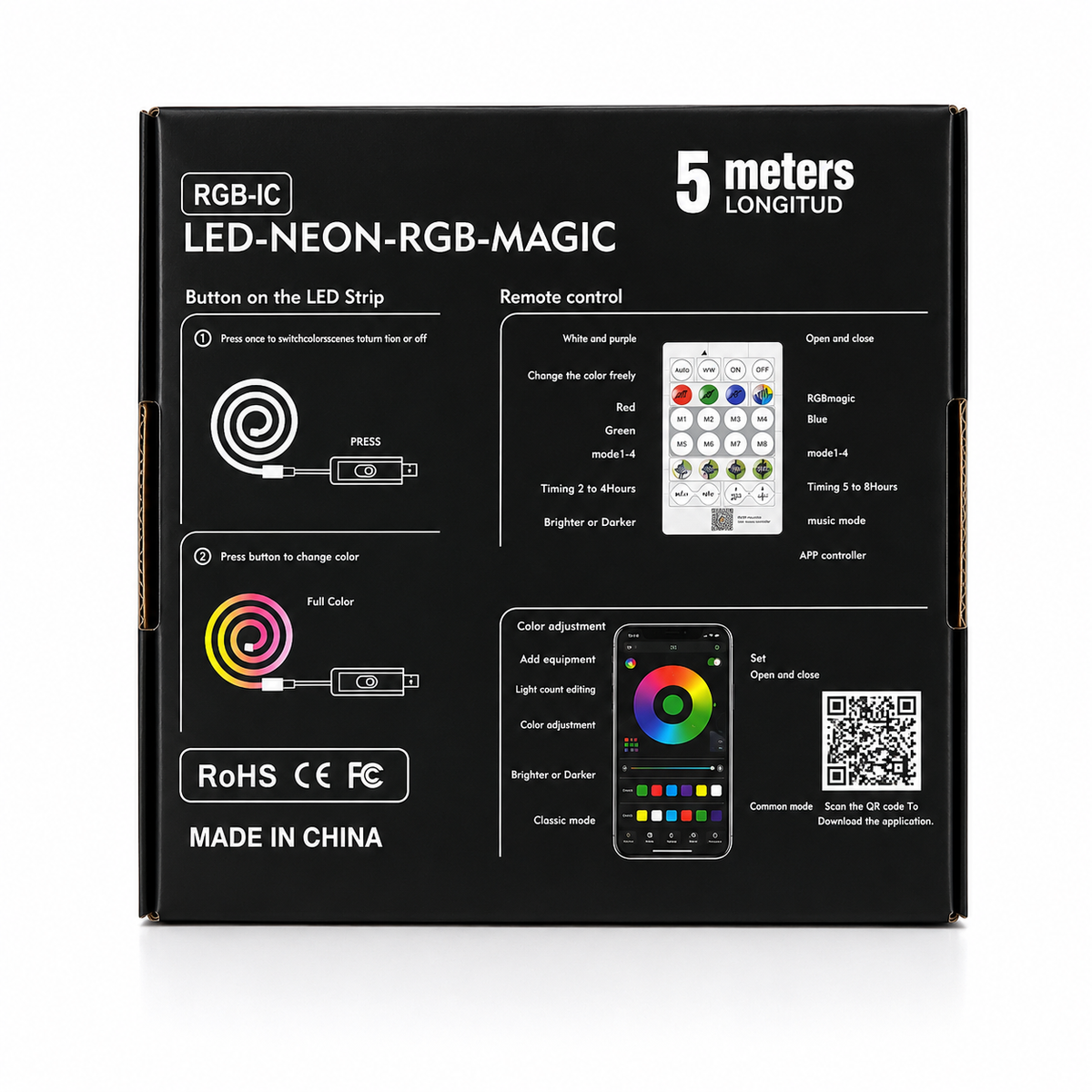 LED Neon RGB Magic - Unboxing Flat Lay Remote Clips Controller